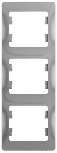 Рамка вертикальная Systeme Electric Glossa 3-м. алюминий картинка